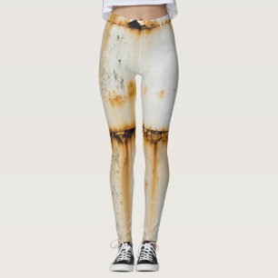 Rusty White Metal: Textured Surface Leggings