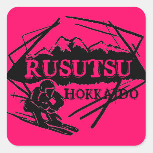 Rusutsu Hokkaido Japan pink ski logo stickers