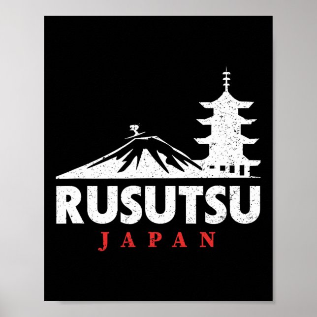 Rusutsu Japan Ski Resort Retro Skiing Snowboarding Poster (Front)