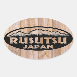 Rusutsu Japan wooden oval stickers