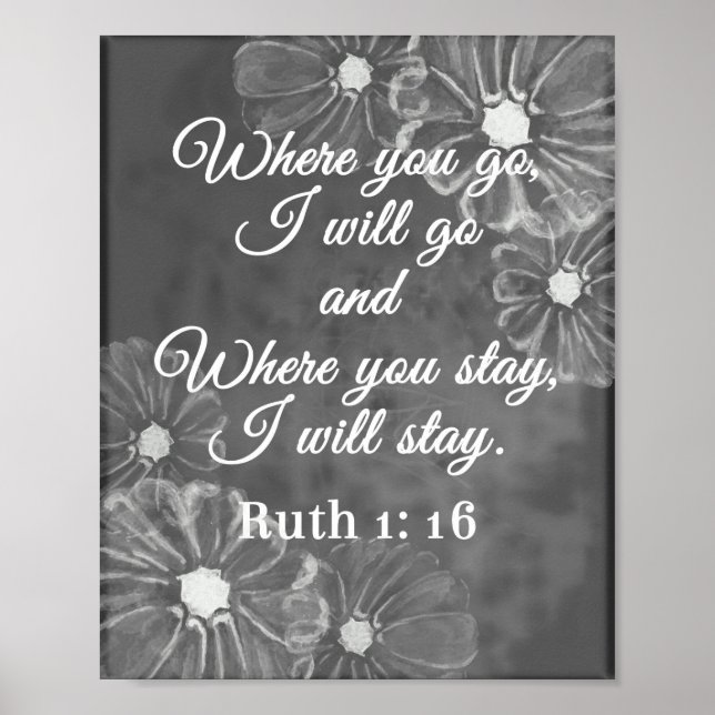Ruth 1:16 Where You Go I will Go Chalkboard Bible  Poster (Front)