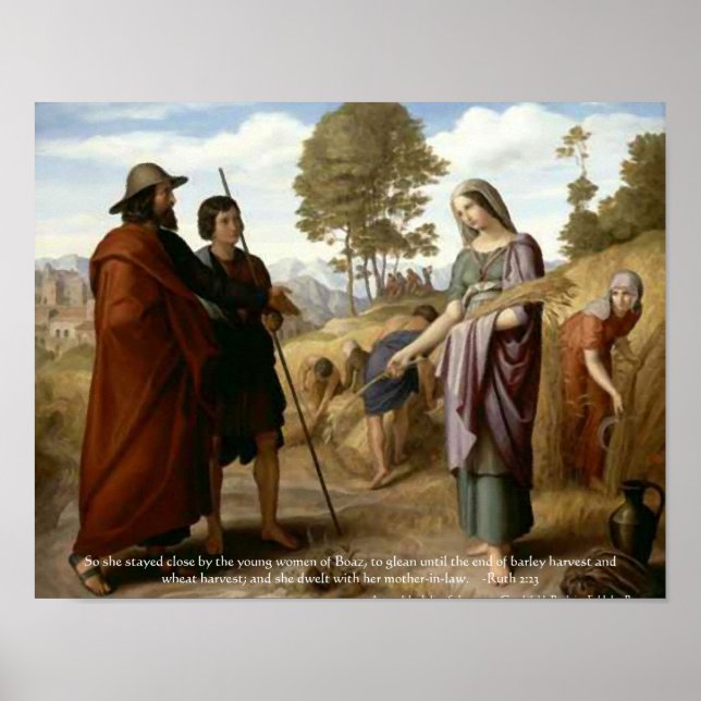 Ruth and Boaz Bible Scripture Art Print (Front)