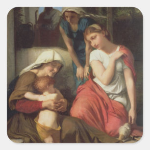 Ruth and Naomi, 1859 (oil on canvas) Square Sticker