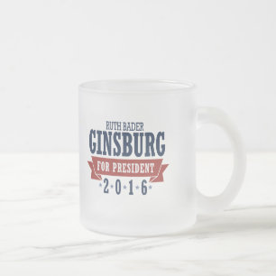 Ruth Bader Ginsburg 2016 Certified Ribbon Frosted Glass Coffee Mug