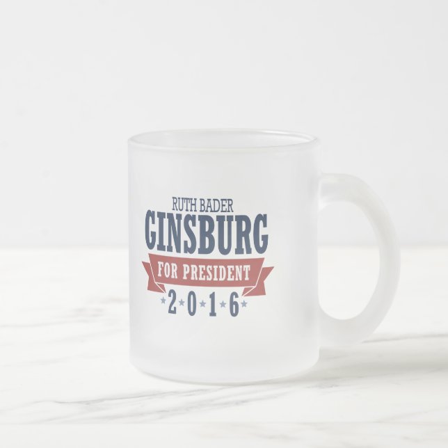 Ruth Bader Ginsburg 2016 Certified Ribbon Frosted Glass Coffee Mug (Right)