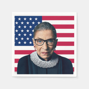 Ruth Bader Ginsburg and USA Flag Napkin