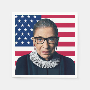 Ruth Bader Ginsburg and USA Flag Napkin