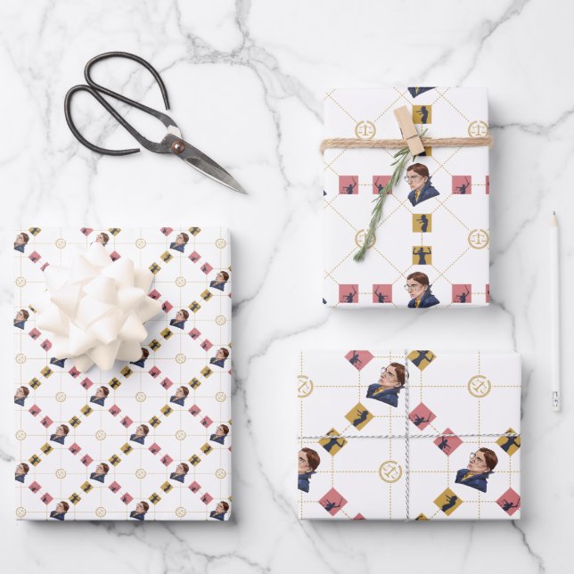 Ruth Bader Ginsburg - Artistic Lawyer Pattern Wrapping Paper Sheet (Front)