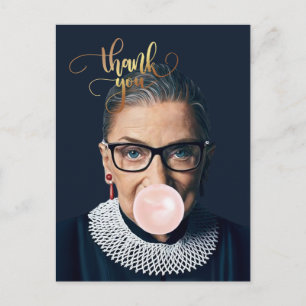 Ruth Bader Ginsburg Blowing gum Thank you Postcard