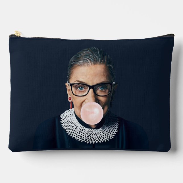 Ruth Bader Ginsburg Blowing Pink Bubble gum    Accessory Pouch (Front)