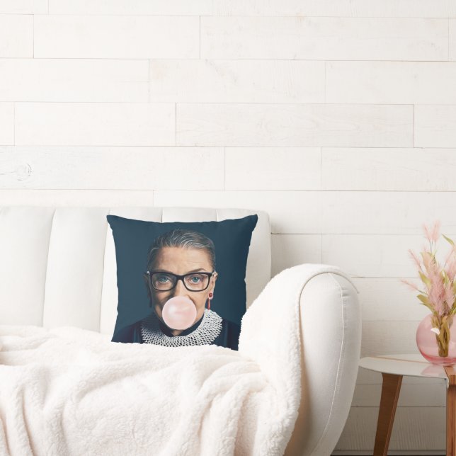 Ruth Bader Ginsburg Blowing Pink Bubble gum Cushion (Couch)