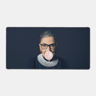 Ruth Bader Ginsburg Blowing Pink Bubble gum Desk Mat