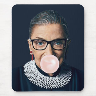 Ruth Bader Ginsburg Blowing Pink Bubble gum Mouse Mat
