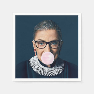 Ruth Bader Ginsburg Blowing Pink Bubble gum Napkin