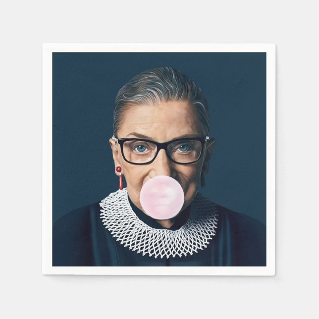 Ruth Bader Ginsburg Blowing Pink Bubble gum Napkin (Front)