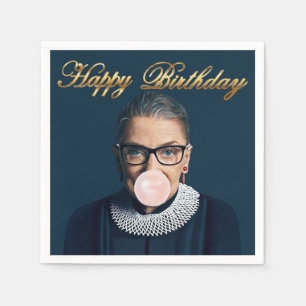 Ruth Bader Ginsburg Blowing Pink Bubble gum Napkin