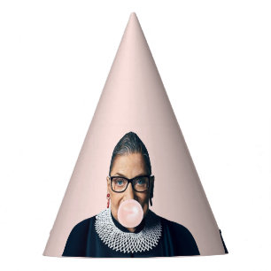 Ruth Bader Ginsburg Blowing Pink Bubble gum Party Hat