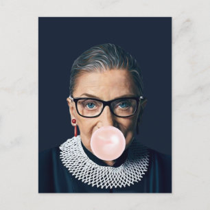 Ruth Bader Ginsburg Blowing Pink Bubble gum    Postcard