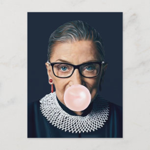 Ruth Bader Ginsburg Blowing Pink Bubble gum Postcard