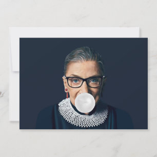 Ruth Bader Ginsburg Blowing White Bubble gum Invitation