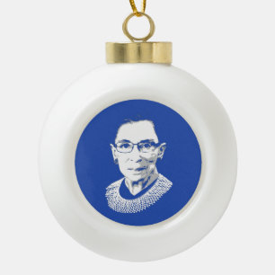 RUTH BADER GINSBURG CERAMIC BALL CHRISTMAS ORNAMENT