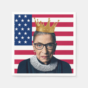 Ruth Bader Ginsburg Crown and USA Flag Napkin