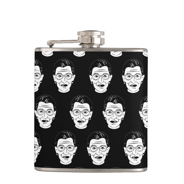 Ruth Bader Ginsburg Face Feminist  Notorious RBG Hip Flask (Front)
