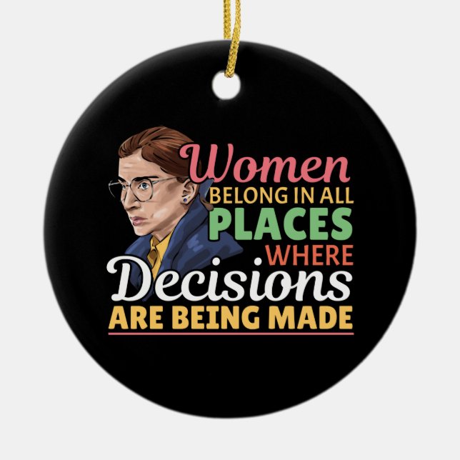 Ruth Bader Ginsburg Feminist Lawyer Judge Ceramic Tree Decoration (Front)
