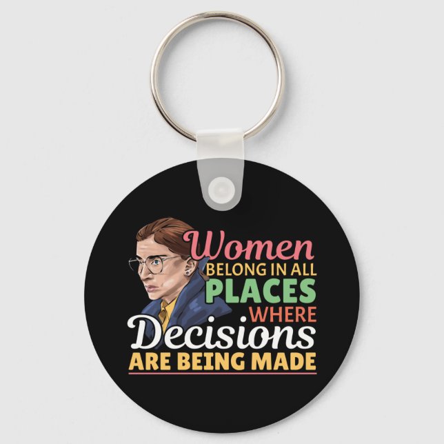 Ruth Bader Ginsburg Feminist Lawyer Judge Key Ring (Front)