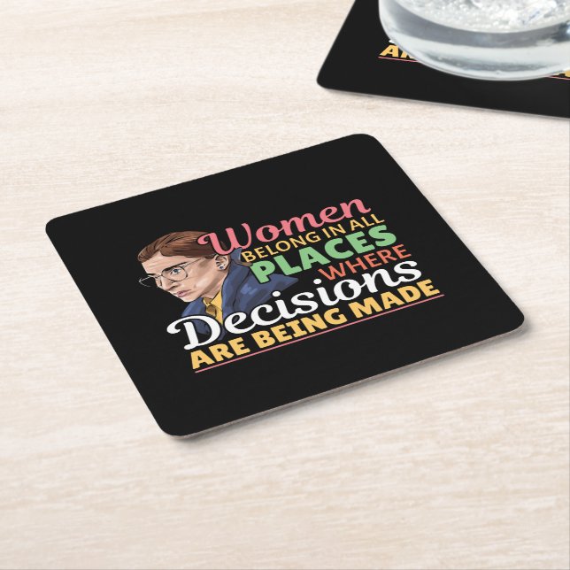 Ruth Bader Ginsburg Feminist Lawyer Judge Square Paper Coaster (Angled)