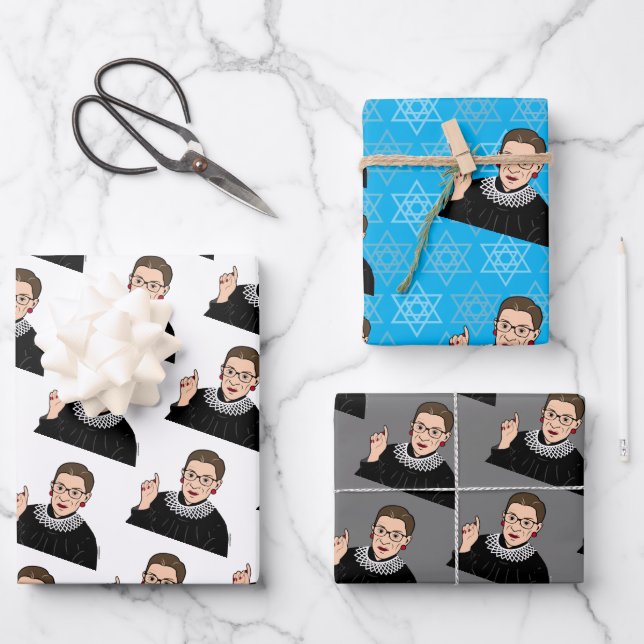 RUTH BADER GINSBURG Hanukkah Wrapping Paper Sheets (Front)