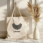 Ruth Bader Ginsburg I Dissent RBG Collar Tote Bag<br><div class="desc">Represent Notorious RBG with a Ruth Bader Ginsburg's signature collar and "I dissent" quote tote bag. Collar and lettering are hand-drawn to add a little whimsy to your human rights progress.</div>