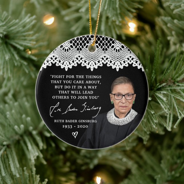 Ruth Bader Ginsburg Lace Collar RBG Christmas Tree Ceramic Tree Decoration (Tree)