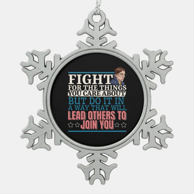 Ruth Bader Ginsburg Lead Others to Join You Snowflake Pewter Christmas Ornament (Front)