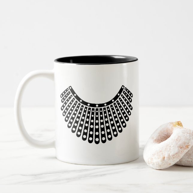 Ruth Bader Ginsburg Mug, RBG collar Two-Tone Coffee Mug (With Donut)