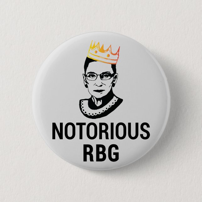 Ruth Bader Ginsburg, Notorious RBG Gold Crown 6 Cm Round Badge (Front)