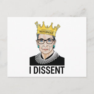 Ruth Bader Ginsburg, Notorious RBG, I dissent Postcard