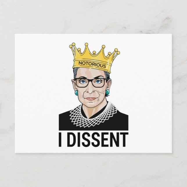 Ruth Bader Ginsburg, Notorious RBG, I dissent Postcard (Front)