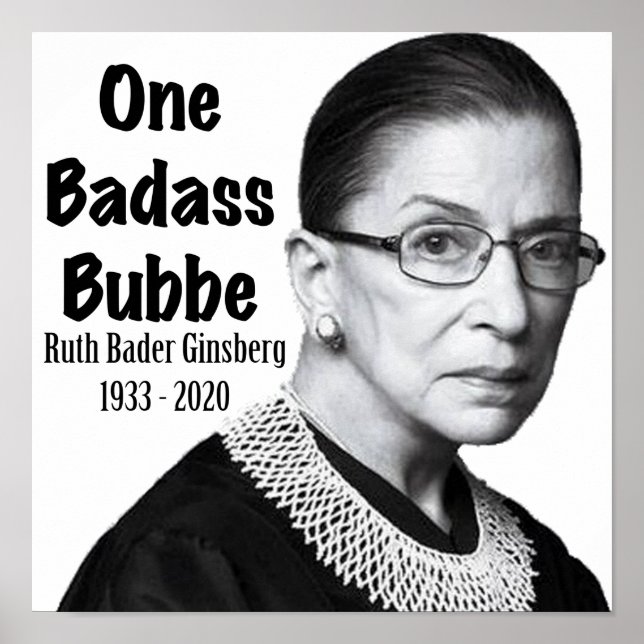 Ruth Bader Ginsburg RBG Death Memorial Honour Bubb Poster (Front)