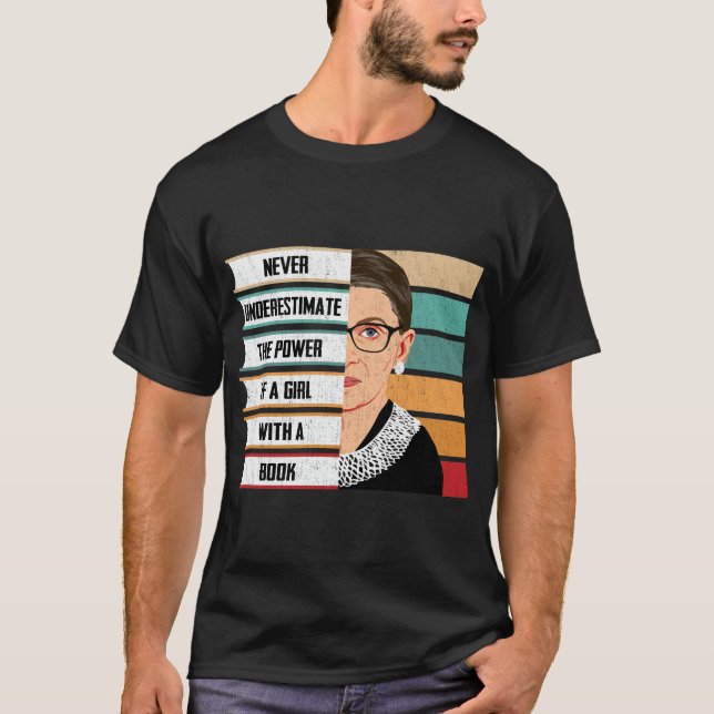 Ruth Bader Ginsburg RBG Quote Girl With Book Women T-Shirt (Front)
