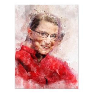 Ruth Bader Ginsburg Smiling Watercolor Portrait R Photo Print