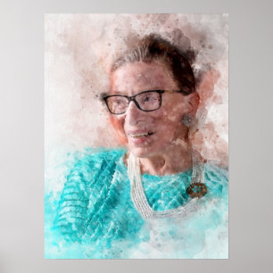 Ruth Bader Ginsburg Smiling Watercolor Portrait T Poster