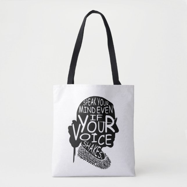 ruth bader ginsburg, speak your mind even, notorio tote bag (Front)