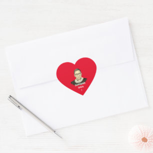 Ruth Bader Ginsburg Supreme Diva Tinted Red Heart  Heart Sticker