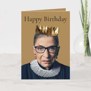 Ruth Bader Ginsburg with gold crown Card
