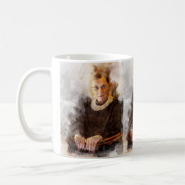 Ruth Bader Ginsburg with Judge Robe Portrait Coffee Mug (Left)