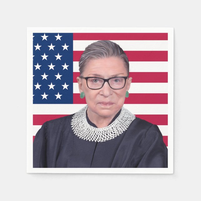 Ruth Bader Ginsburg with USA Flag Napkin (Front)