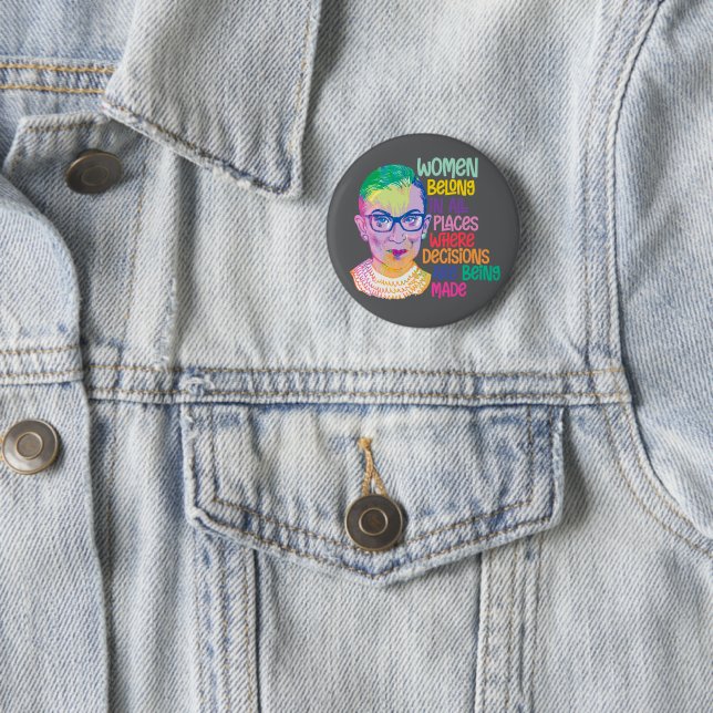 Ruth Bader Ginsburg Women Belong In All Places But 6 Cm Round Badge (In Situ)
