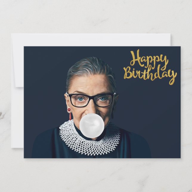 Ruth Ginsburg Blowing Bubble gum Happy Birthday Invitation (Front)