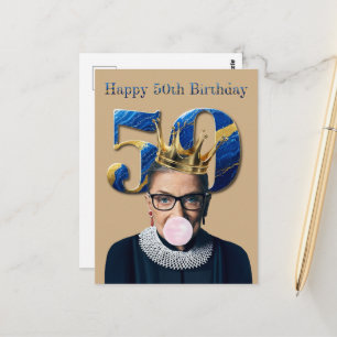 Ruth Ginsburg Crown Gum Happy 50th Birthday Postcard